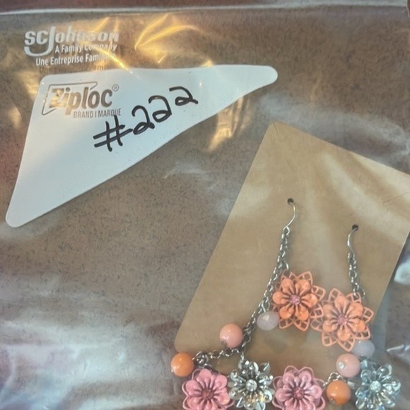 Fashion Jewelry Orange Pink Flower Silver Tone Dangle Earrings # 222 - Picture 5 of 5